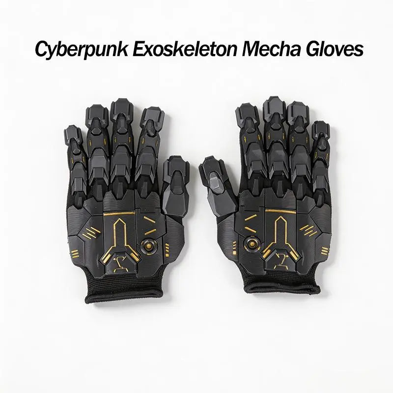 Cyberpunk Exoskeleton Mecha Gloves – 3D Printed Sci-Fi Armor Gauntlets with Flexible Base Glove, Futuristic Cosplay Hand Armor for Costume & Photography