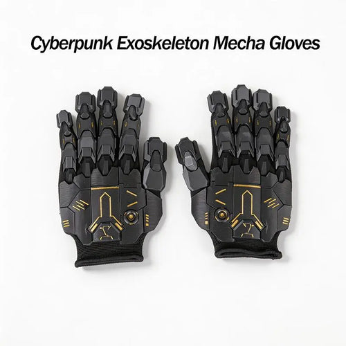 Cyberpunk Exoskeleton Mecha Gloves – 3D Printed Sci-Fi Armor Gauntlets with Flexible Base Glove, Futuristic Cosplay Hand Armor for Costume & Photography