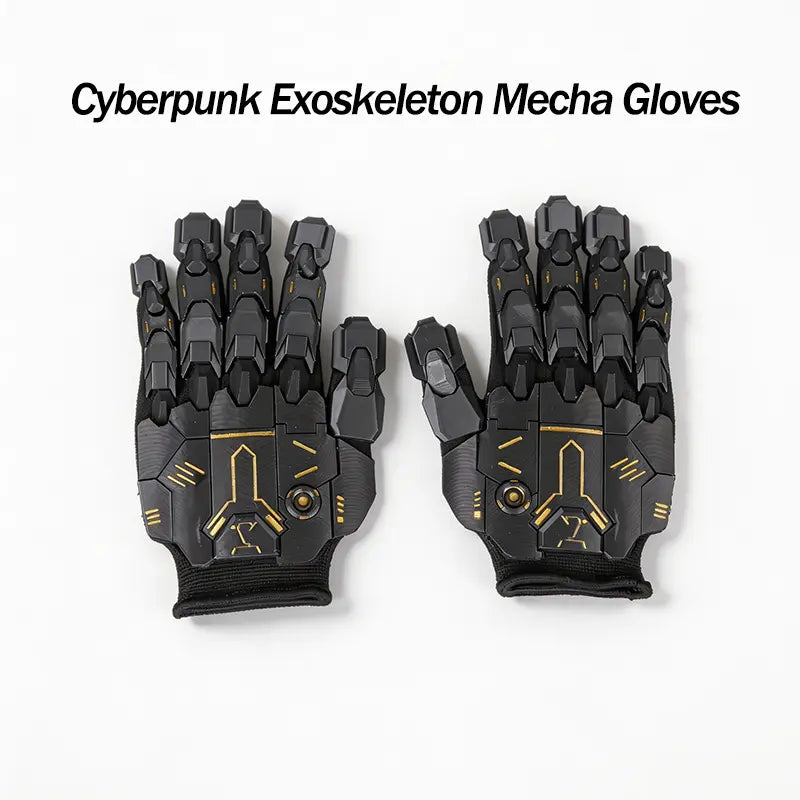 Cyberpunk Exoskeleton Mecha Gloves – 3D Printed Sci-Fi Armor Gauntlets with Flexible Base Glove, Futuristic Cosplay Hand Armor for Costume & Photography