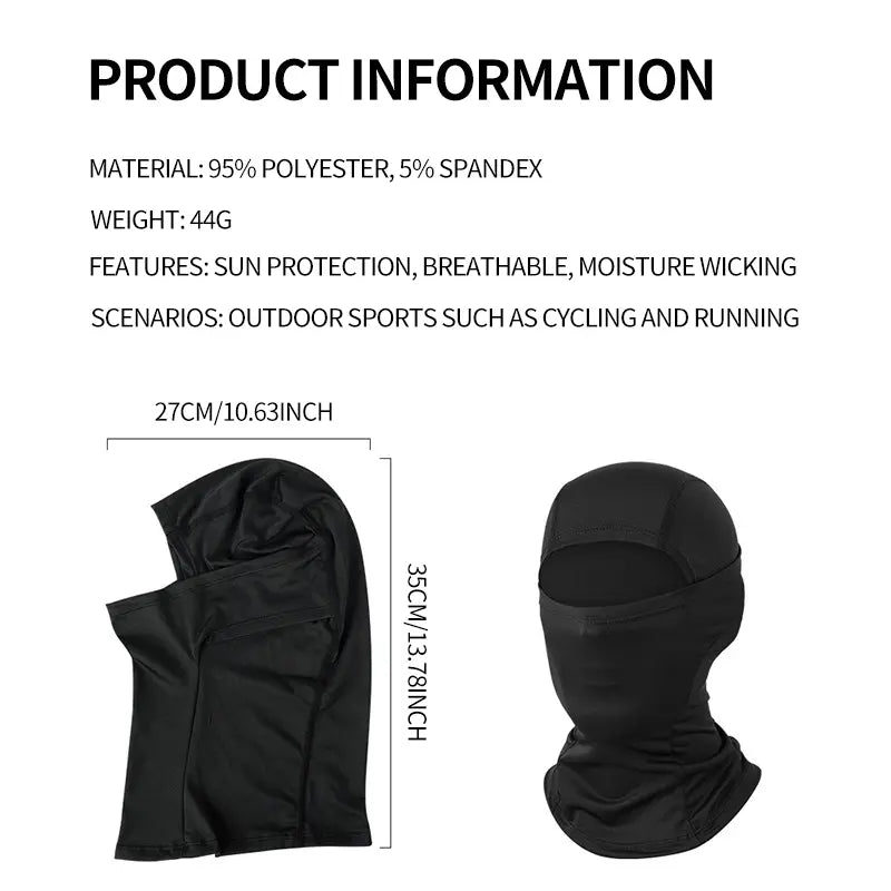 Cycling Mask Balaclava Mask, Breathable Headgear，For Outdoor Cycling, Motorcycle,Hiking, Cycling, Fishing - Full Face Mask with Neck and Inner Cap