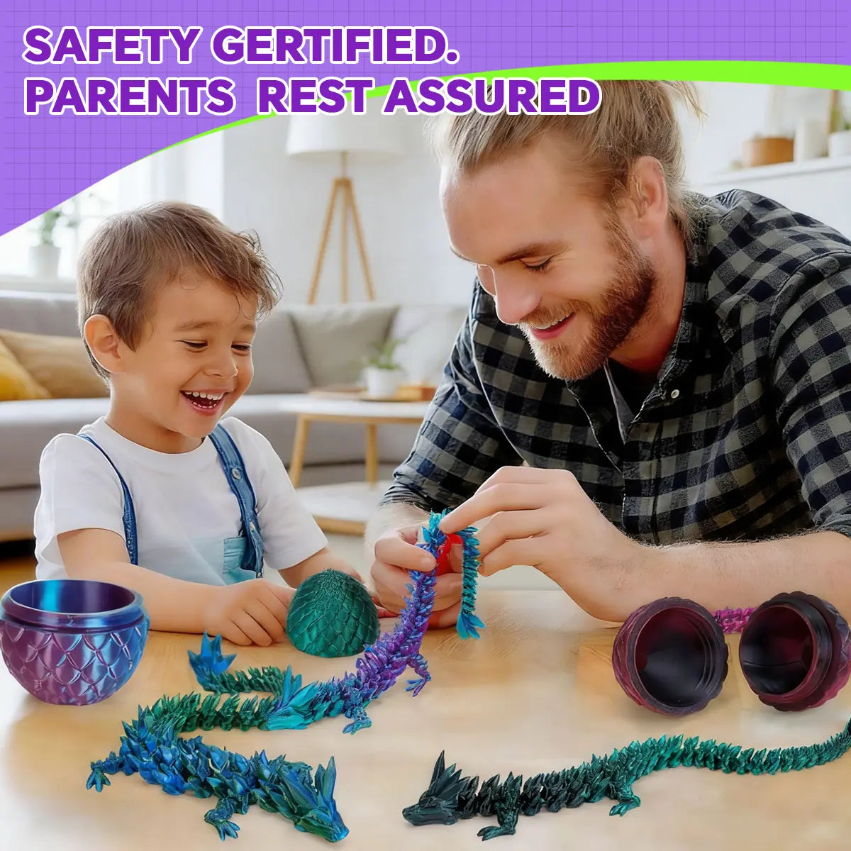 Easter Basket Stuffers,12 Inch 3D Printed Dragon Surprise Egg, Executive Dragon Fidget Desk Toys Decorative Easter Egg Fillers Easter Gifts for Boys Kids Home Decor