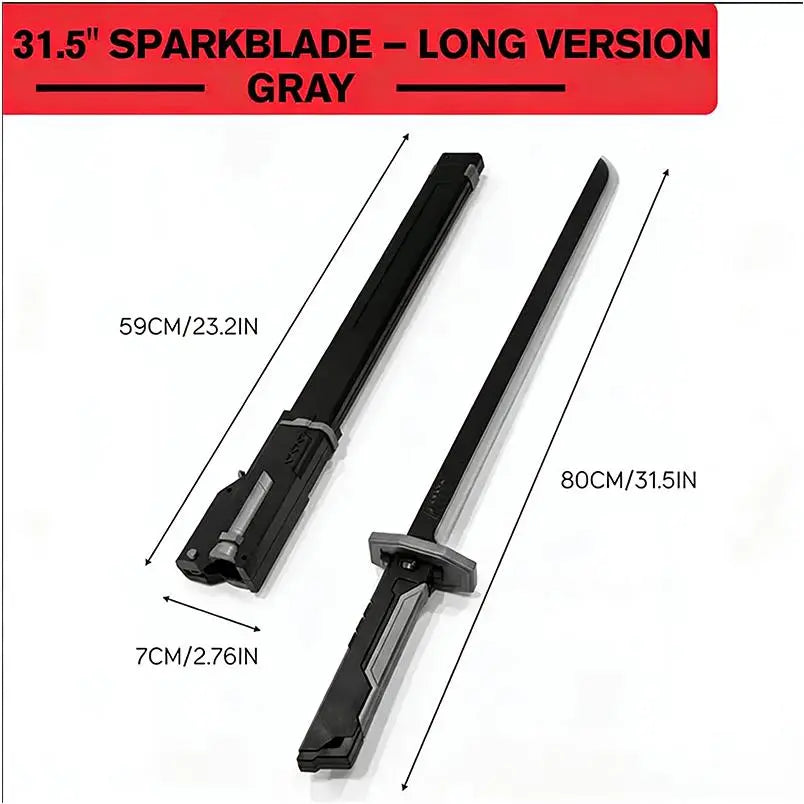 Cyberpunk Drifter Spark Neon Lightsaber Toy 31.5" Spark Blade Sound & Fog 8-Color Stream Type-C Rechargeable Rave Cosplay Display – Top Gift for Kids Star Steel