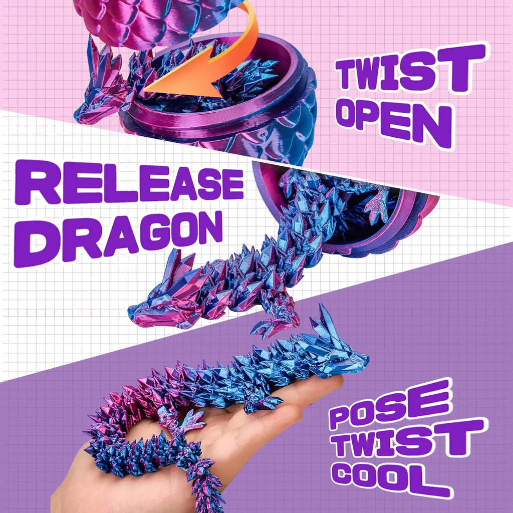 Easter Basket Stuffers,12 Inch 3D Printed Dragon Surprise Egg, Executive Dragon Fidget Desk Toys Decorative Easter Egg Fillers Easter Gifts for Boys Kids Home Decor