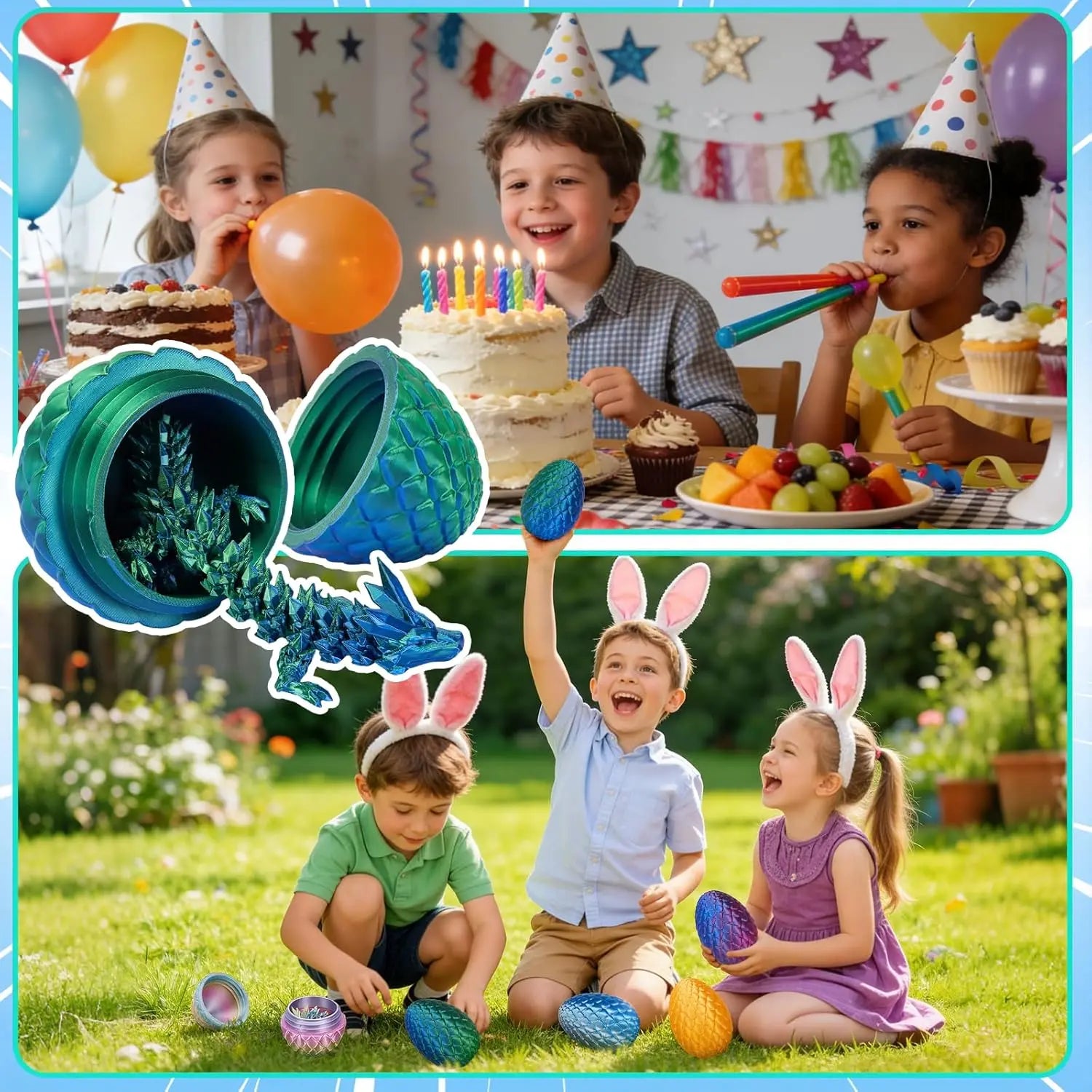 Easter Basket Stuffers,12 Inch 3D Printed Dragon Surprise Egg, Executive Dragon Fidget Desk Toys Decorative Easter Egg Fillers Easter Gifts for Boys Kids Home Decor