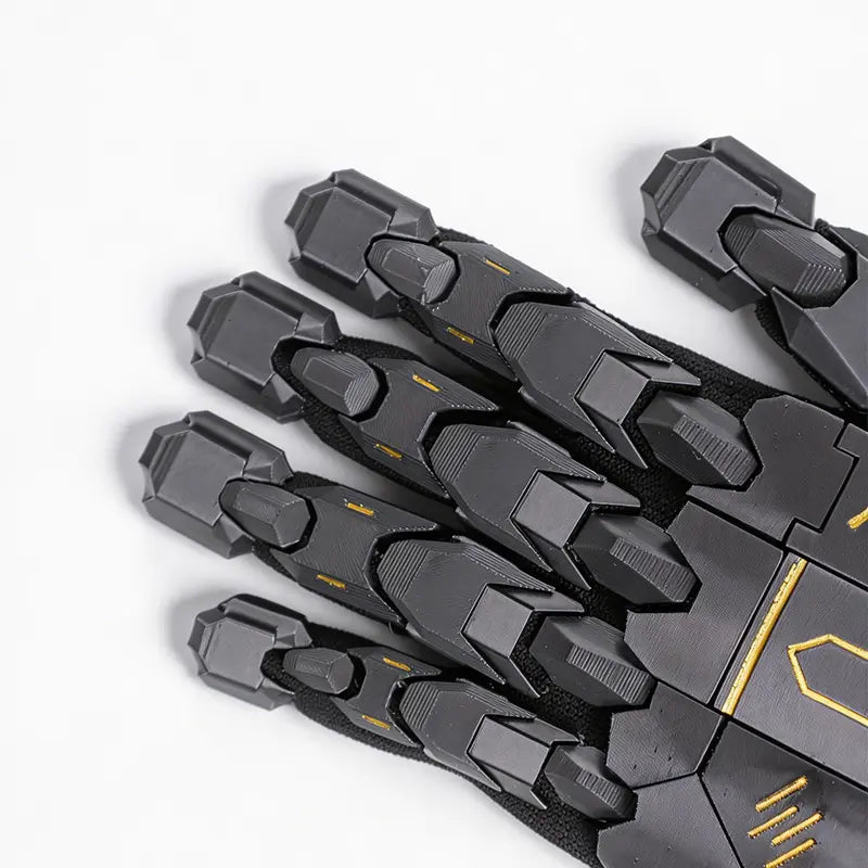 Cyberpunk Exoskeleton Mecha Gloves – 3D Printed Sci-Fi Armor Gauntlets with Flexible Base Glove, Futuristic Cosplay Hand Armor for Costume & Photography