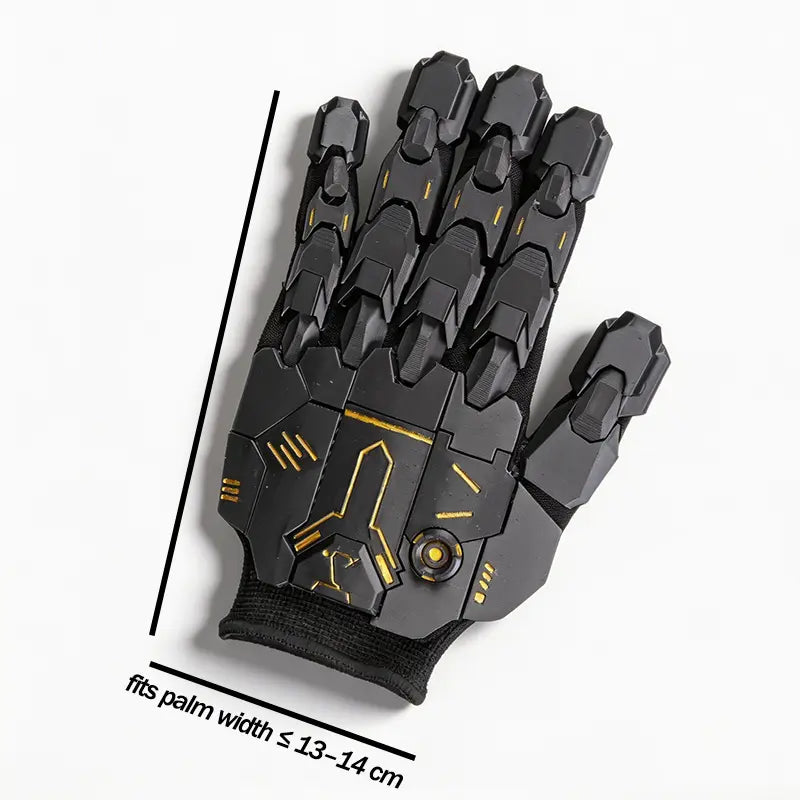 Cyberpunk Exoskeleton Mecha Gloves – 3D Printed Sci-Fi Armor Gauntlets with Flexible Base Glove, Futuristic Cosplay Hand Armor for Costume & Photography