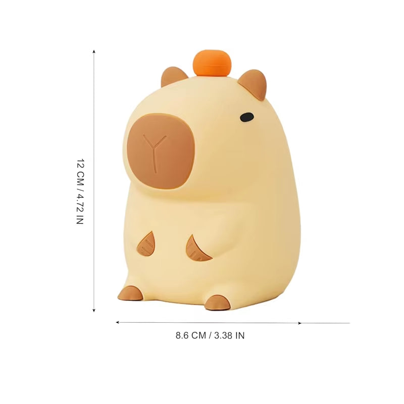 Adorkable Silicone LED Capybara Night Light Animal Lamp Touch Sensor Nightlight Children Kid Bedside Bedroom Decor Birthday Gift