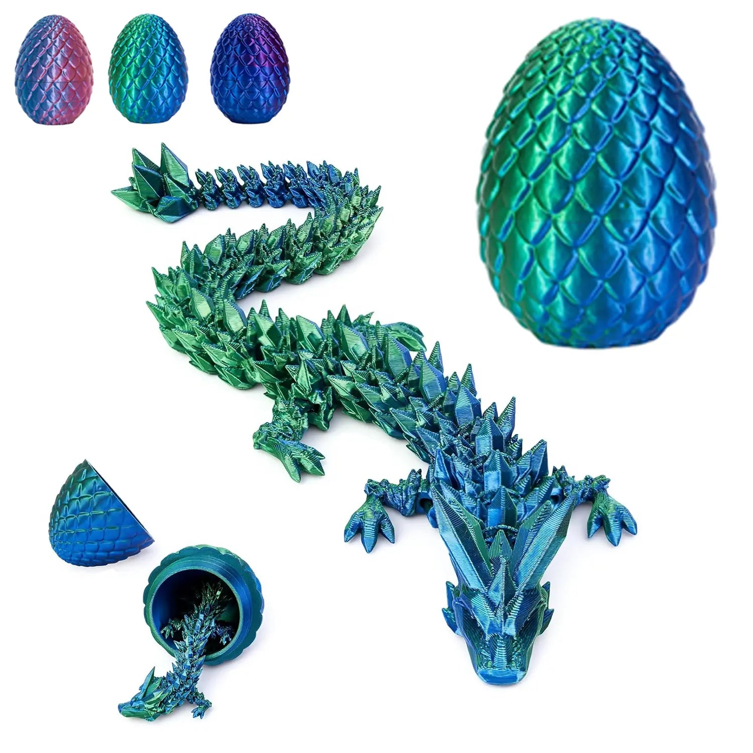 Easter Basket Stuffers,12 Inch 3D Printed Dragon Surprise Egg, Executive Dragon Fidget Desk Toys Decorative Easter Egg Fillers Easter Gifts for Boys Kids Home Decor